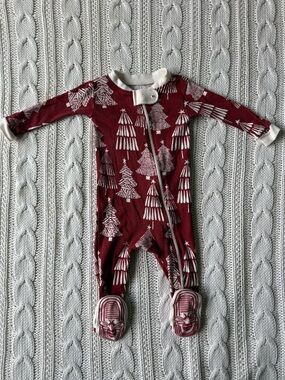 Burt's Bees Baby Red Christmas Tree Footed One-Piece